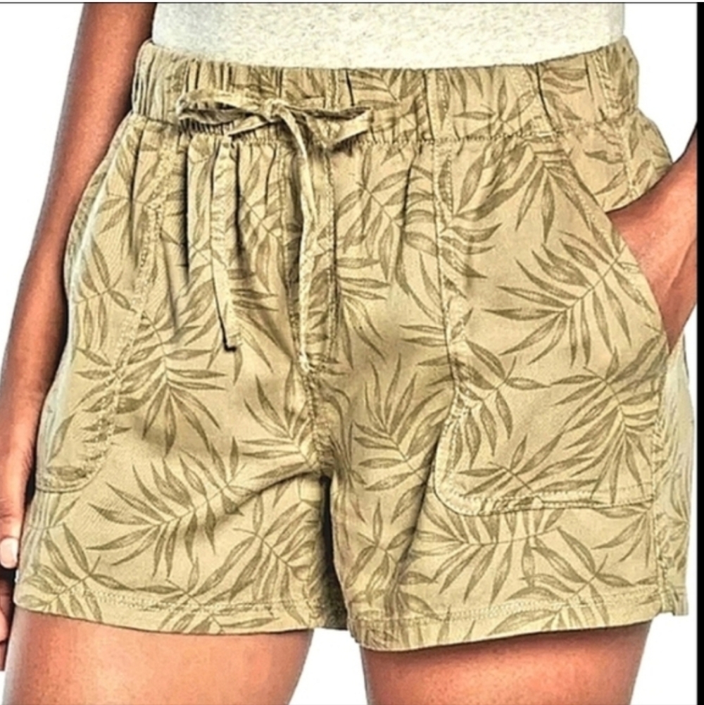GAP Pull On Tencil Tropical  Foliage Shorts Drawstring Waistline Pockets XXL